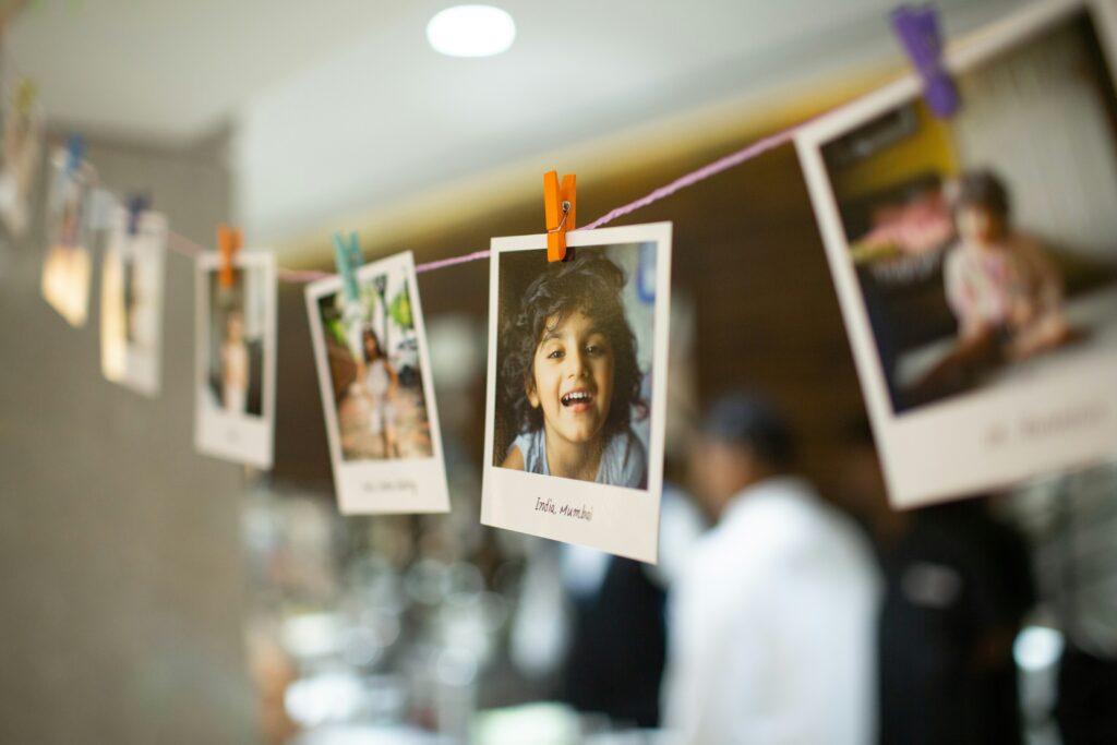 Hanging Polaroid photos