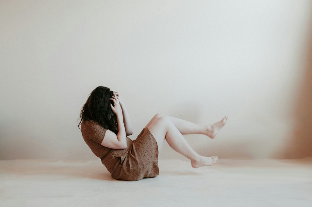 Woman sitting on the floor 